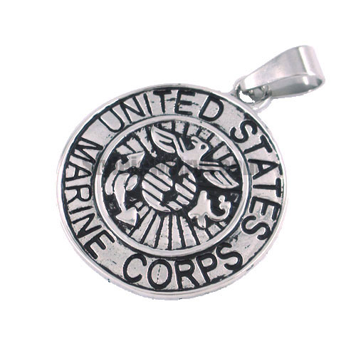 Stainless steel jewelry pendant, carved word MARINE CORPS pendant SWP0091 - Click Image to Close